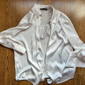 White Zara Silk Shirt